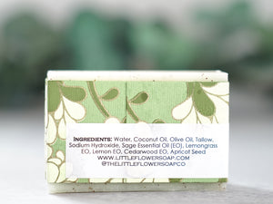 sage lemongrass and cedarwood essential oil bar soap with apricot scrub for gardener gift